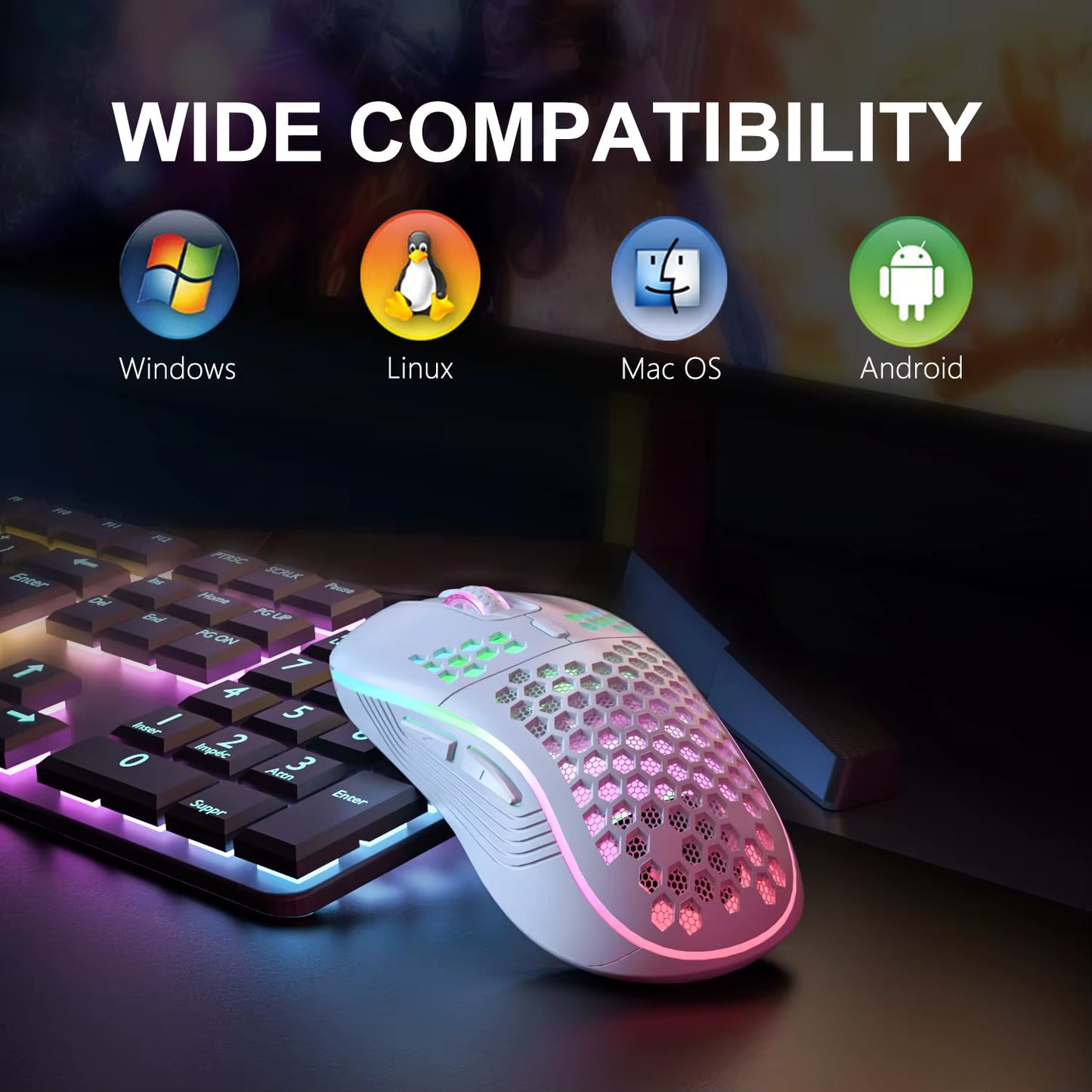 Experience Ultimate Gaming Precision with Our 2.4G Wireless RGB Backlit Mouse - Ergonomic Design, Rechargeable, and 6-Button Functionality!