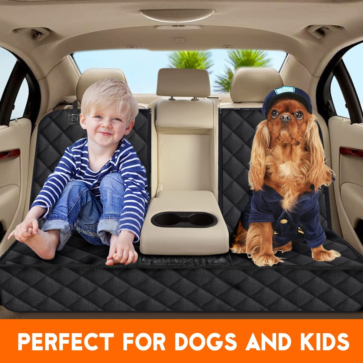 Ultimate Waterproof Dog Car Seat Cover - Non-Slip, Scratch Resistant Protector for Back Seat - Fits Most Cars, Trucks & SUVs - Black