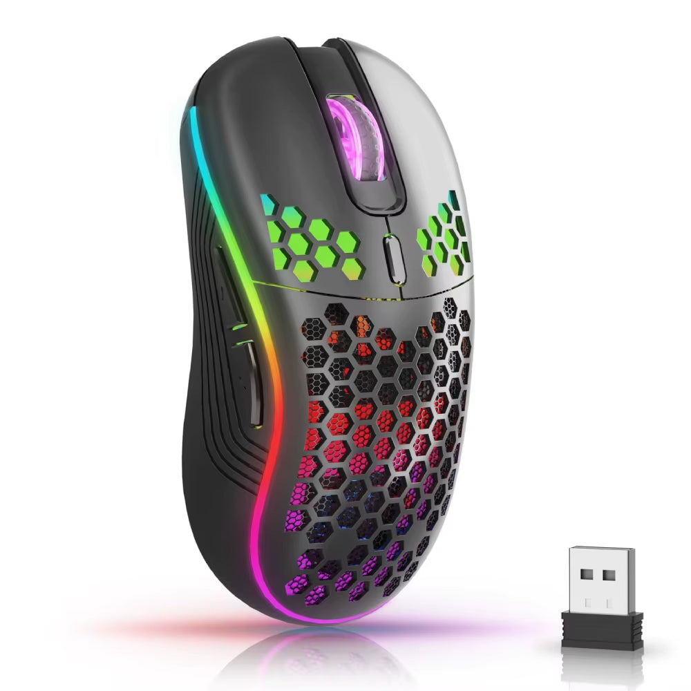 Experience Ultimate Gaming Precision with Our 2.4G Wireless RGB Backlit Mouse - Ergonomic Design, Rechargeable, and 6-Button Functionality!