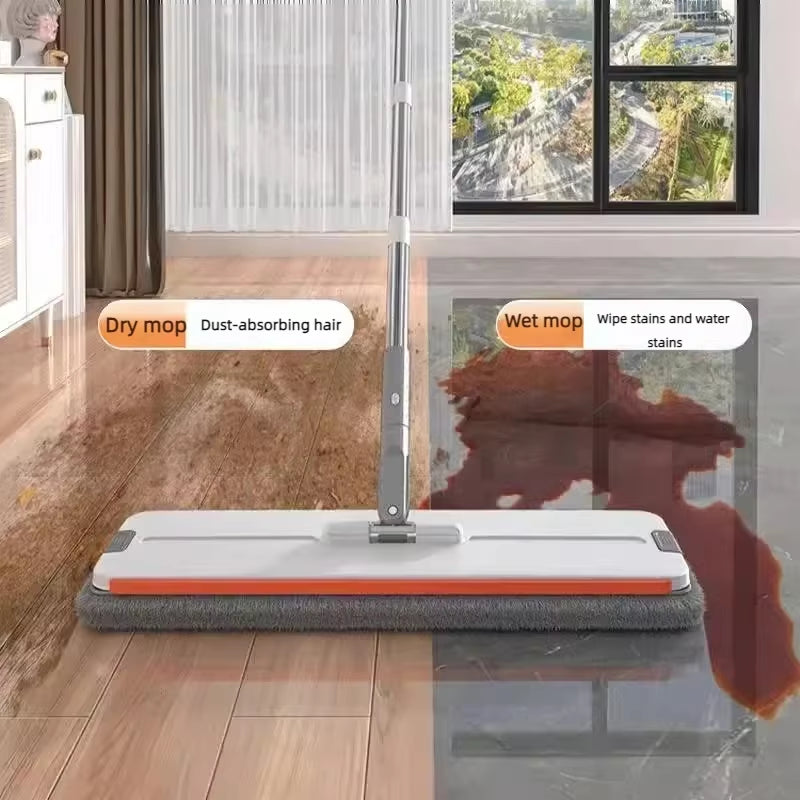 Effortless Cleaning with the Hand Free Flat Floor Mop & Bucket Set - 360° Rotating Microfiber Tool for Home Floors