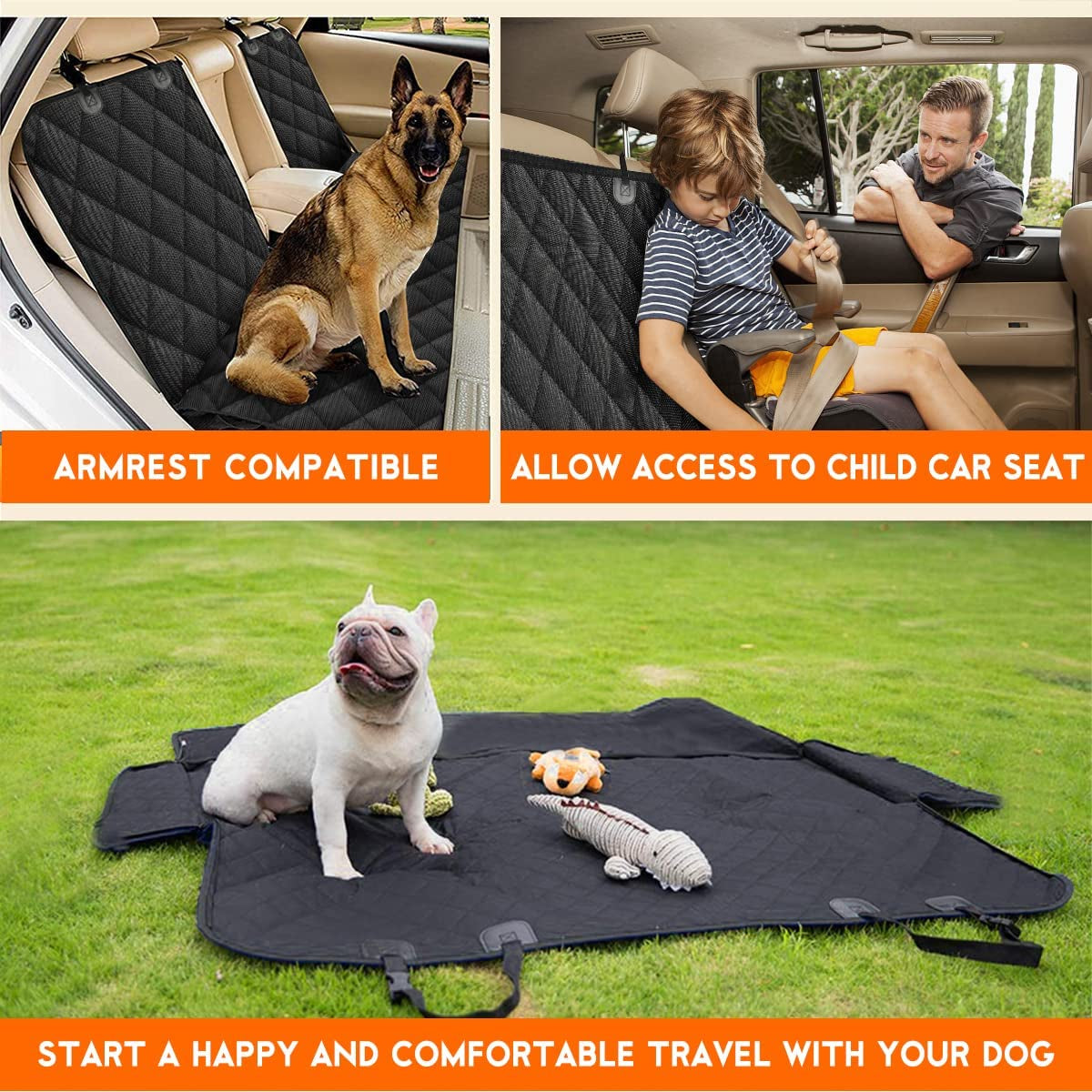 Ultimate Waterproof Dog Car Seat Cover - Non-Slip, Scratch Resistant Protector for Back Seat - Fits Most Cars, Trucks & SUVs - Black