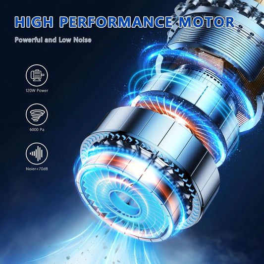 Primizia Mini Aspirateur À Main Sans Fil, (6000Pa,120W,7.4V) Petit Aspirateur De Voiture Portable Puissant Pour Voiture,Noir