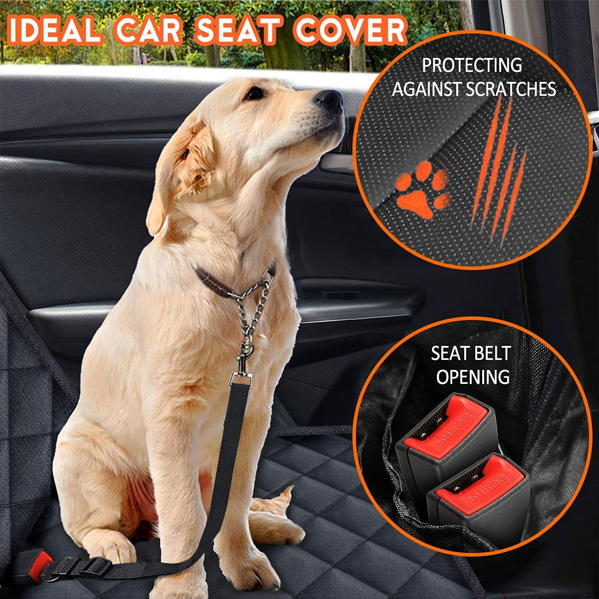 Ultimate Waterproof Dog Car Seat Cover - Non-Slip, Scratch Resistant Protector for Back Seat - Fits Most Cars, Trucks & SUVs - Black