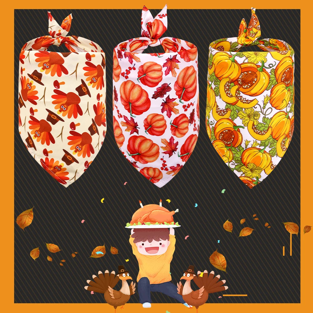 50pcs chien Bandana Thanksgiving fournitures pour animaux de compagnie petit chien chat chiot Bandanas écharpe automne chien accessoires citrouille dinde chiens Bandana