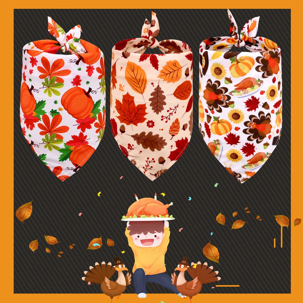 50pcs chien Bandana Thanksgiving fournitures pour animaux de compagnie petit chien chat chiot Bandanas écharpe automne chien accessoires citrouille dinde chiens Bandana