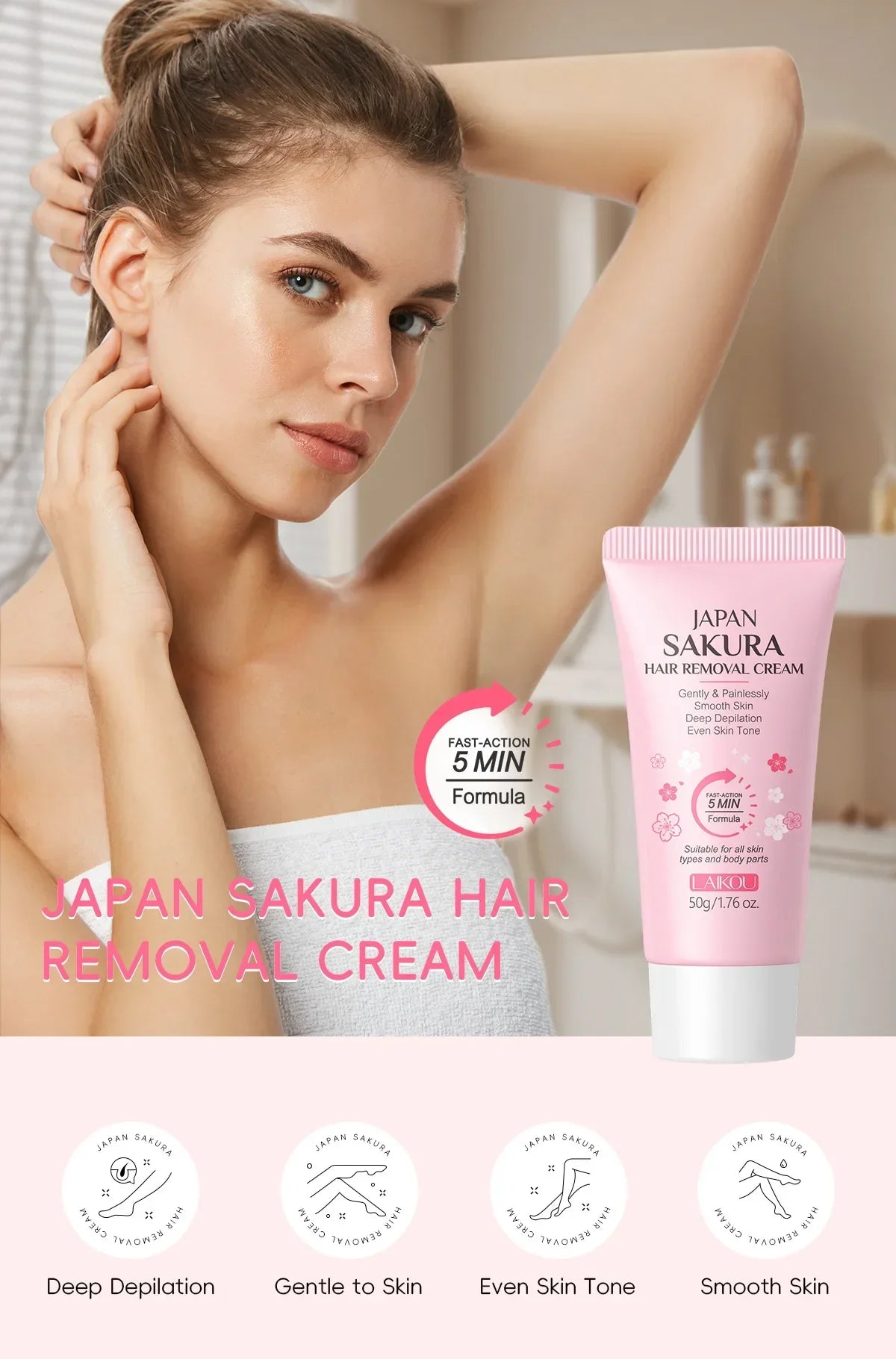 Nouveau Sakura crème d'épilation rapide indolore croissance des cheveux inhibiteur épilatoire bras aisselles jambes zones intimes Permanen hommes femmes