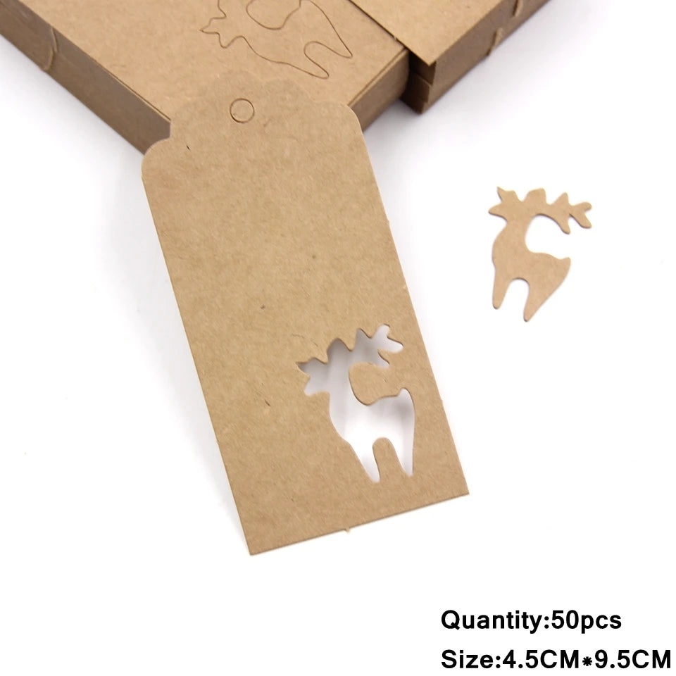 Étiquettes en papier Kraft blanches et rouges faites à la main/merci bricolage étiquettes pour cadeaux de noël étiquettes suspendues fournitures d'emballage de cadeaux 50 pièces