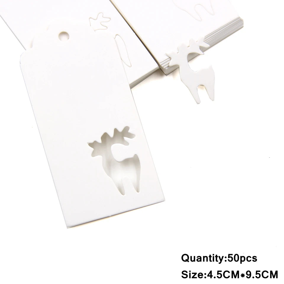 Étiquettes en papier Kraft blanches et rouges faites à la main/merci bricolage étiquettes pour cadeaux de noël étiquettes suspendues fournitures d'emballage de cadeaux 50 pièces