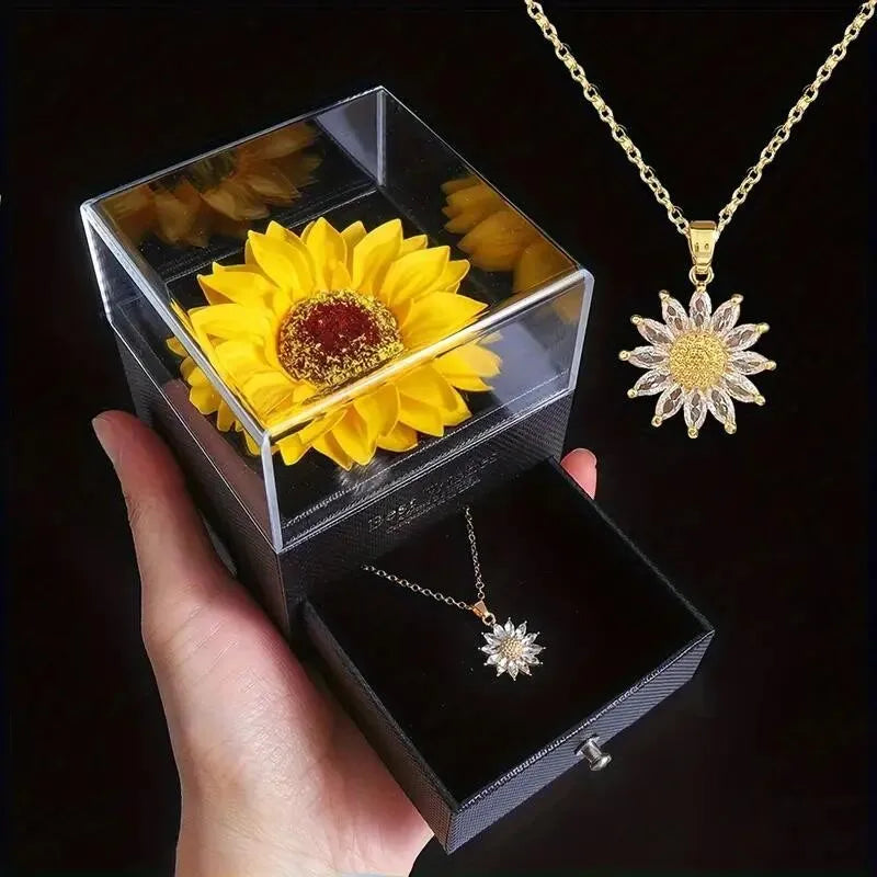   Coffret cadeau collier tournesol, fête des mères, fête des infirmières, Thanksgiving, Noël, cadeaux d'automne, anniversaires, cadeaux de remise de diplôme