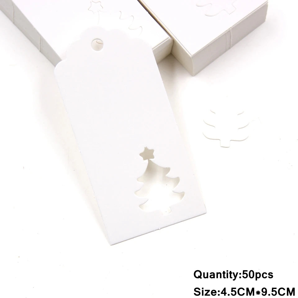 Étiquettes en papier Kraft blanches et rouges faites à la main/merci bricolage étiquettes pour cadeaux de noël étiquettes suspendues fournitures d'emballage de cadeaux 50 pièces