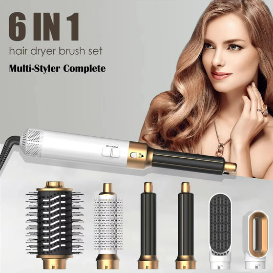 Transform Your Hair with the 6 in 1 Multifunctional Hot Air Comb Set - The Ultimate Hair Dryer, Curler, and Straightener in One!