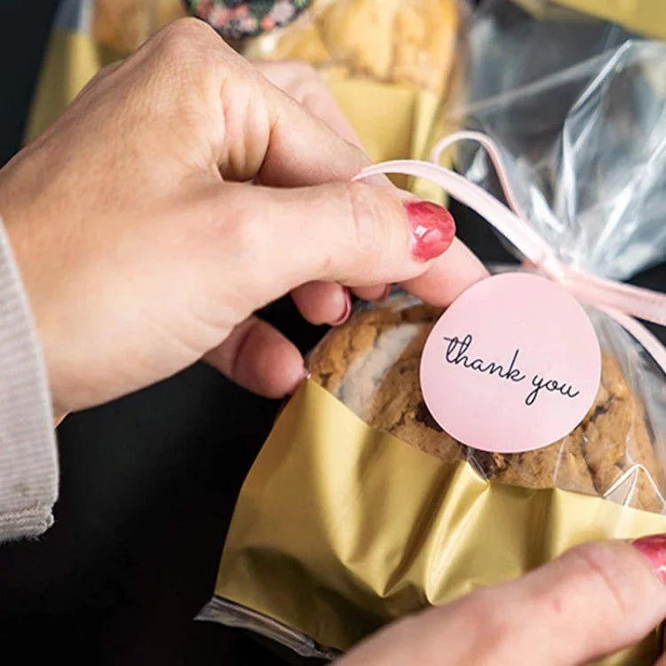 Autocollants en forme de cœur, 100 à 500 pièces, autocollants de remerciement pour affaires, autocollants d'emballage Merci, amour roulant pour la décoration d'emballage