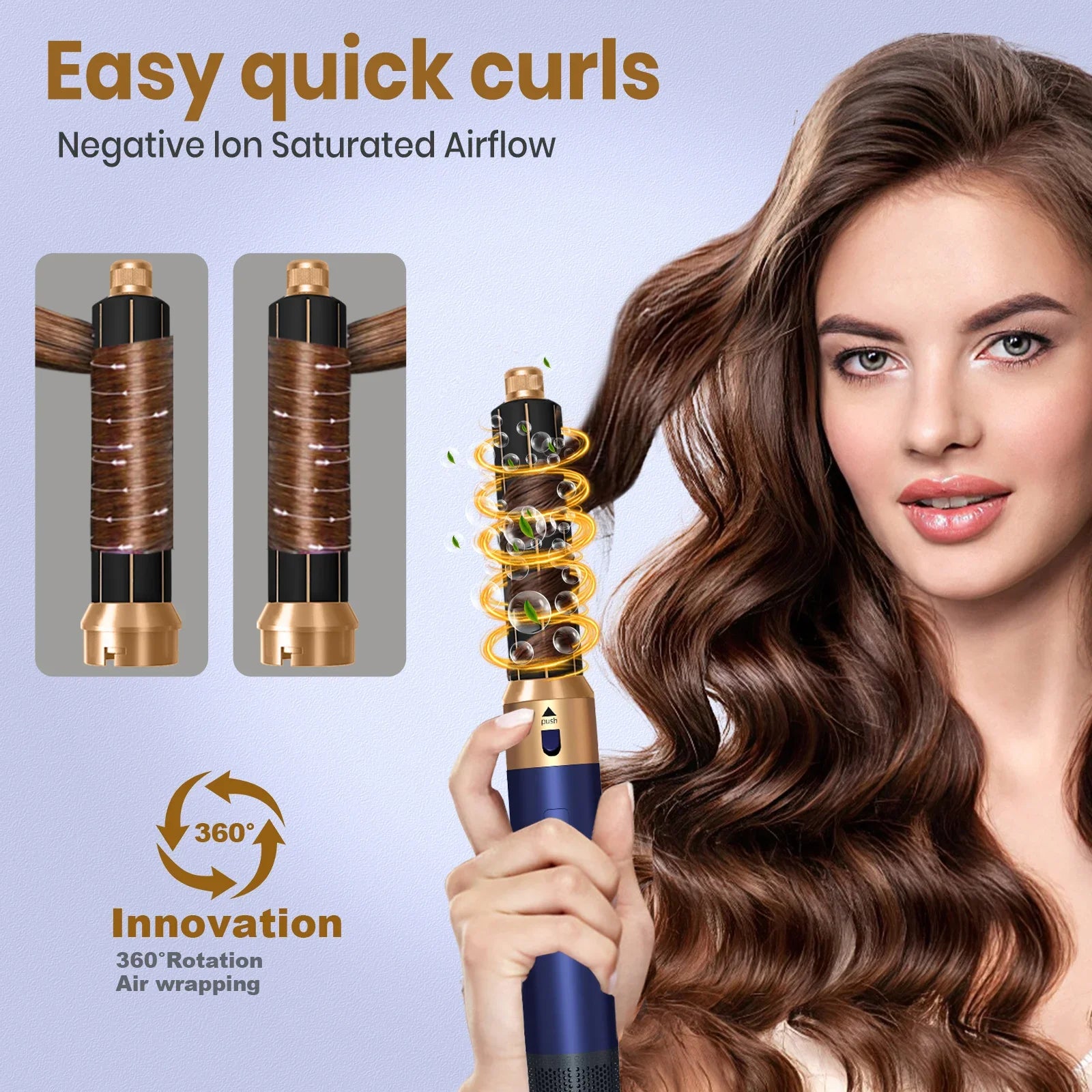 Transform Your Hair with the 6 in 1 Multifunctional Hot Air Comb Set - The Ultimate Hair Dryer, Curler, and Straightener in One!