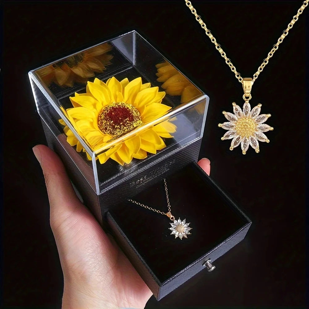   Coffret cadeau collier tournesol, fête des mères, fête des infirmières, Thanksgiving, Noël, cadeaux d'automne, anniversaires, cadeaux de remise de diplôme