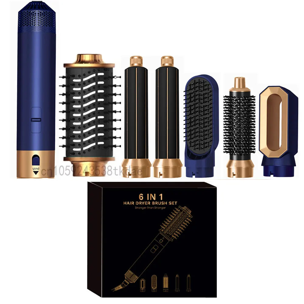 Transform Your Hair with the 6 in 1 Multifunctional Hot Air Comb Set - The Ultimate Hair Dryer, Curler, and Straightener in One!