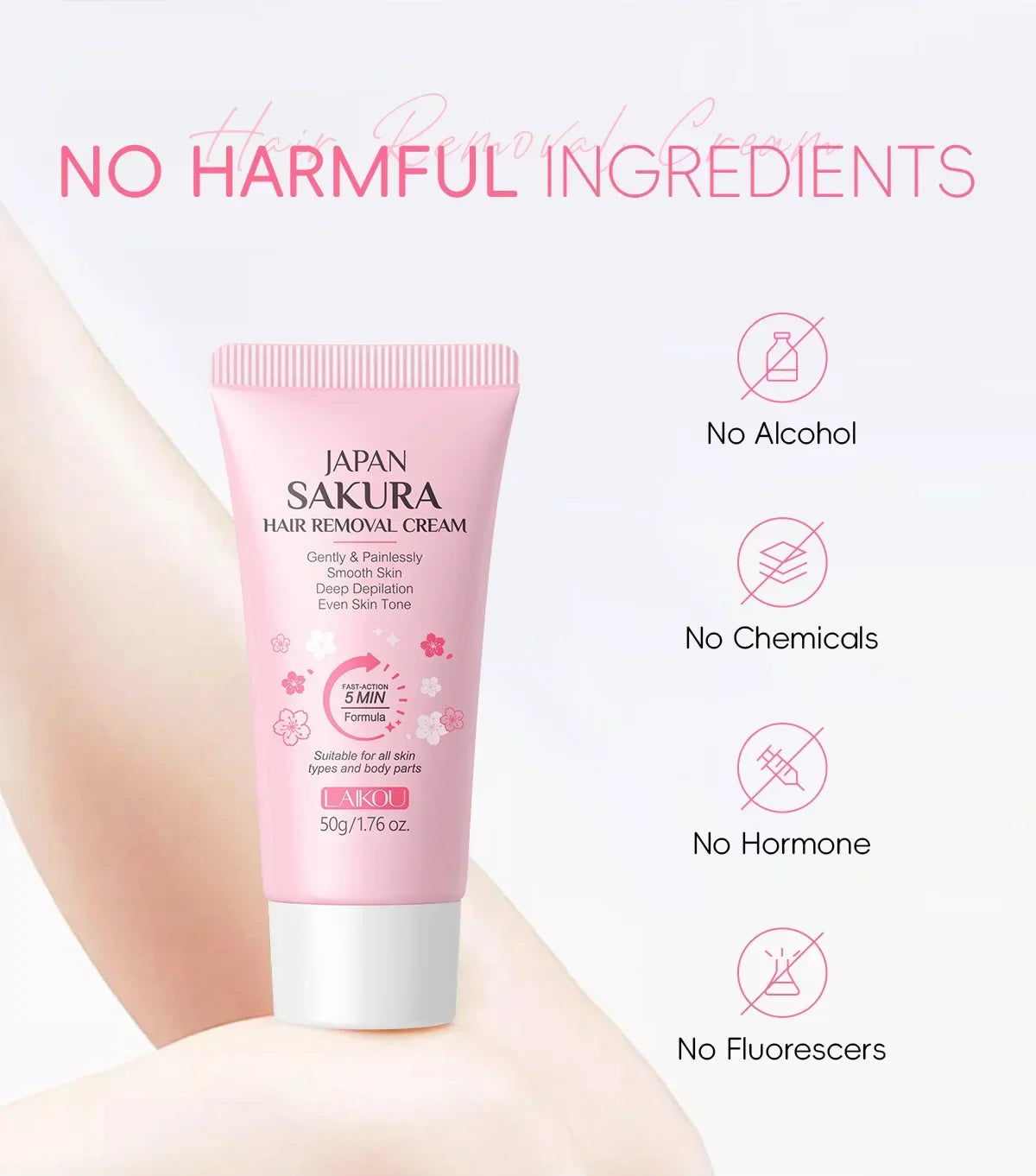Nouveau Sakura crème d'épilation rapide indolore croissance des cheveux inhibiteur épilatoire bras aisselles jambes zones intimes Permanen hommes femmes