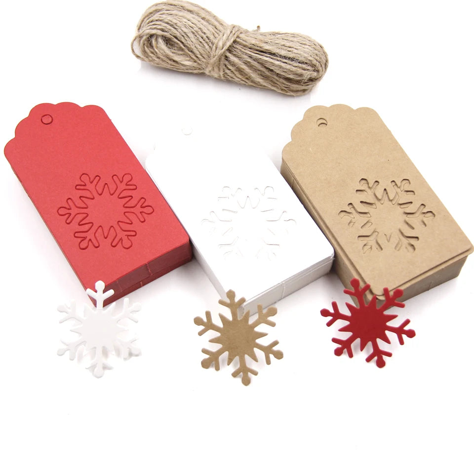 Étiquettes en papier Kraft blanches et rouges faites à la main/merci bricolage étiquettes pour cadeaux de noël étiquettes suspendues fournitures d'emballage de cadeaux 50 pièces
