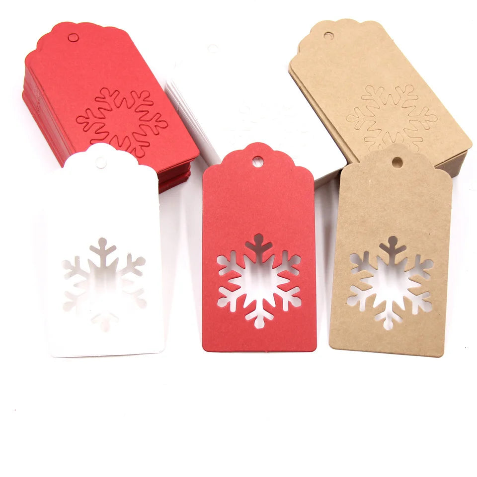 Étiquettes en papier Kraft blanches et rouges faites à la main/merci bricolage étiquettes pour cadeaux de noël étiquettes suspendues fournitures d'emballage de cadeaux 50 pièces