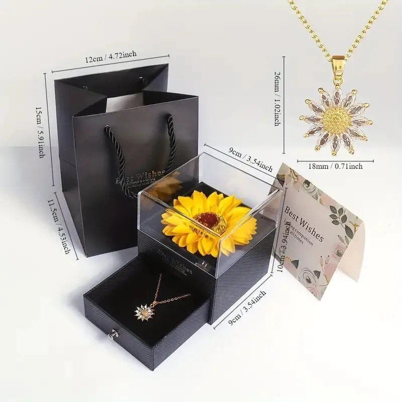   Coffret cadeau collier tournesol, fête des mères, fête des infirmières, Thanksgiving, Noël, cadeaux d'automne, anniversaires, cadeaux de remise de diplôme