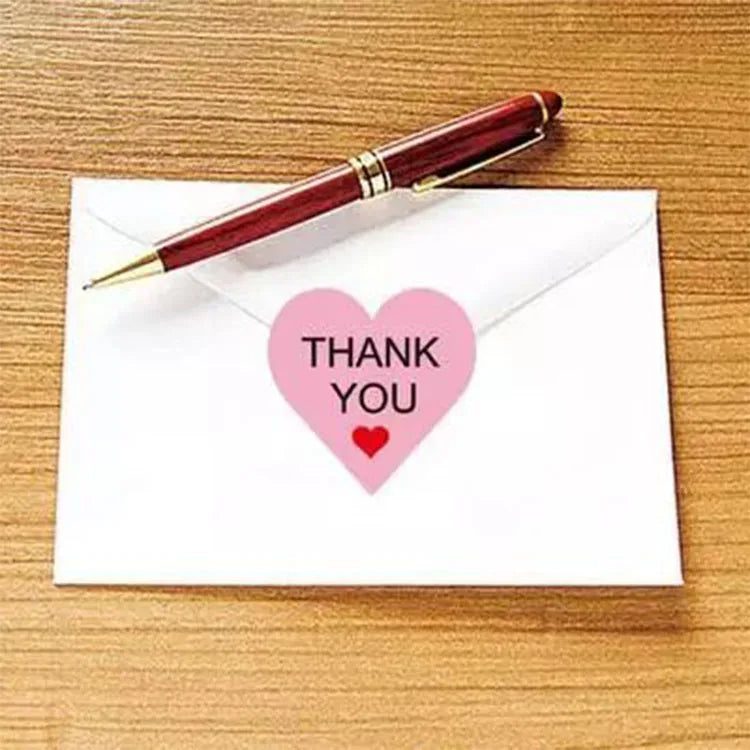 Autocollants en forme de cœur, 100 à 500 pièces, autocollants de remerciement pour affaires, autocollants d'emballage Merci, amour roulant pour la décoration d'emballage