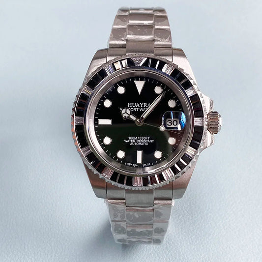 Montres Automatiques en Verre Saphir pour Homme, Ensemble de 40mm avec Diamants, Montre-Bracelet Mécanique Étanche de dehors de Marque Supérieure