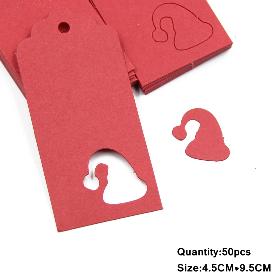 Étiquettes en papier Kraft blanches et rouges faites à la main/merci bricolage étiquettes pour cadeaux de noël étiquettes suspendues fournitures d'emballage de cadeaux 50 pièces