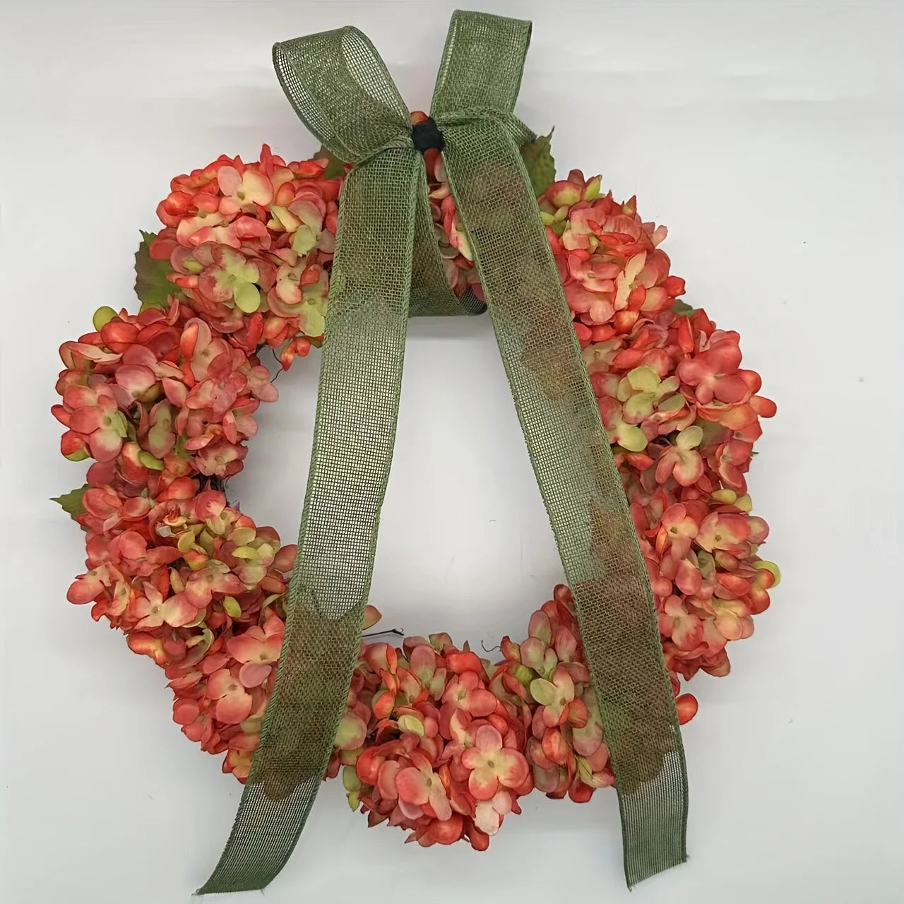 Couronne suspendue d'automne élégante avec fleurs d'hortensia, Style classique, murale, idéale pour Thanksgiving et décoration de la maison, 1 pièce