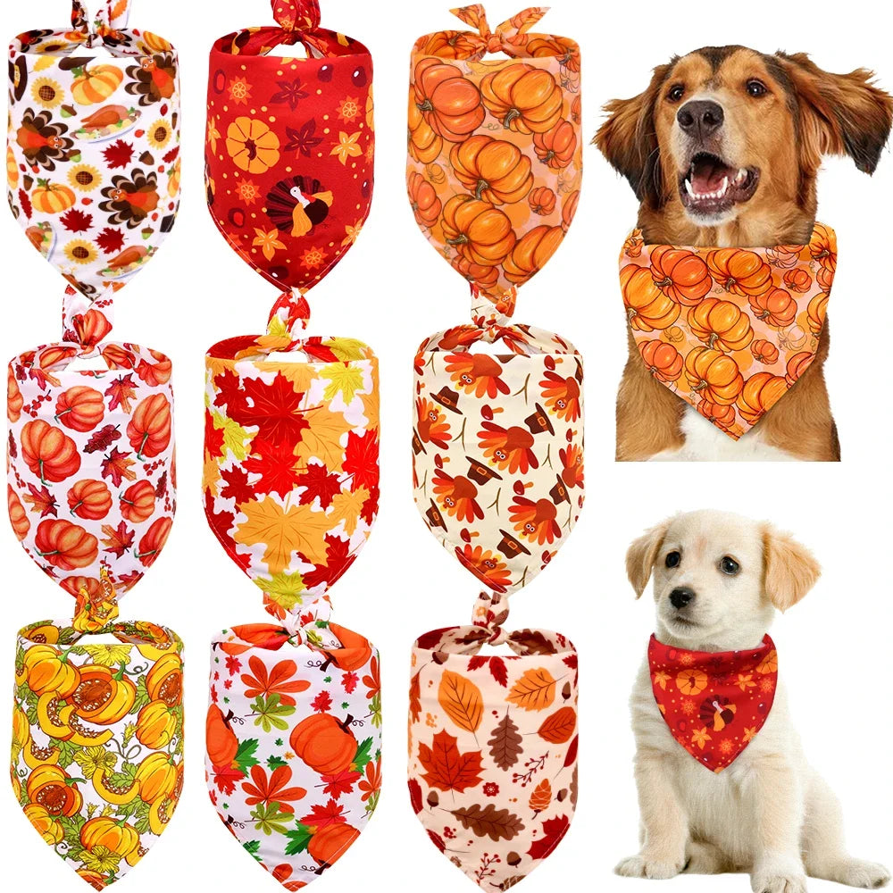 50pcs chien Bandana Thanksgiving fournitures pour animaux de compagnie petit chien chat chiot Bandanas écharpe automne chien accessoires citrouille dinde chiens Bandana