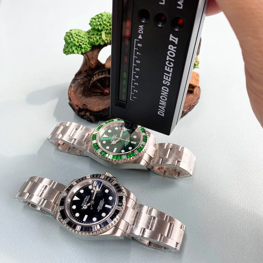 Montres Automatiques en Verre Saphir pour Homme, Ensemble de 40mm avec Diamants, Montre-Bracelet Mécanique Étanche de dehors de Marque Supérieure