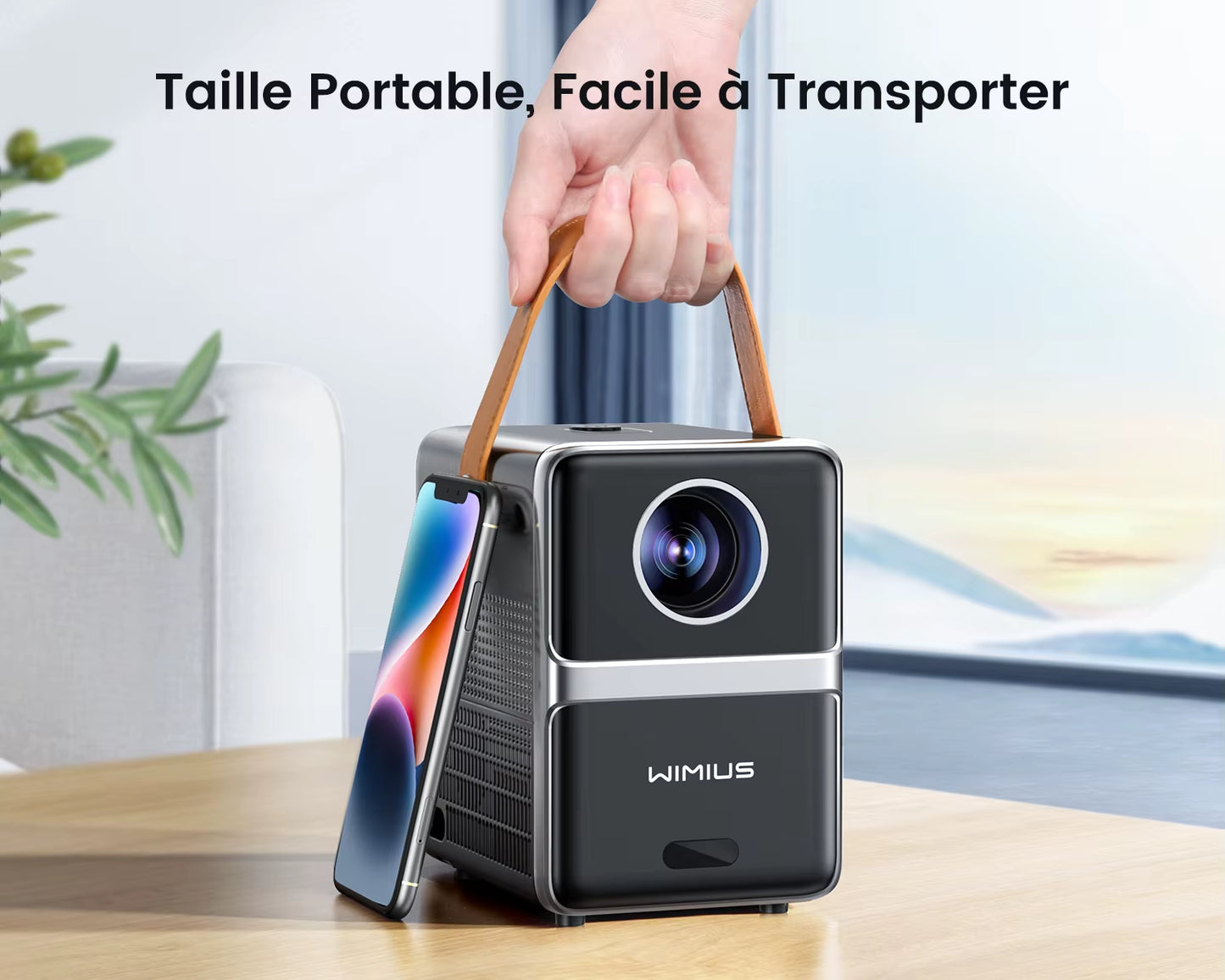 Portable Theater Projector WIMIUS, 18000Lumens, 5G Wifi, Bluetooth, Full HD Charging Socket, Screen 1080P, Home Cinema